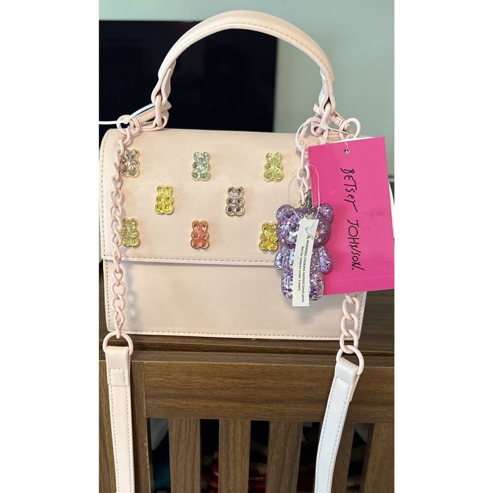 NWT Betsey Johnson Gummy Bear Crossbody Bag w/ Glitter Bear Charm $92 Pink